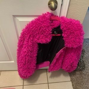 Urban outfitters hot pink faux fur jacket XL